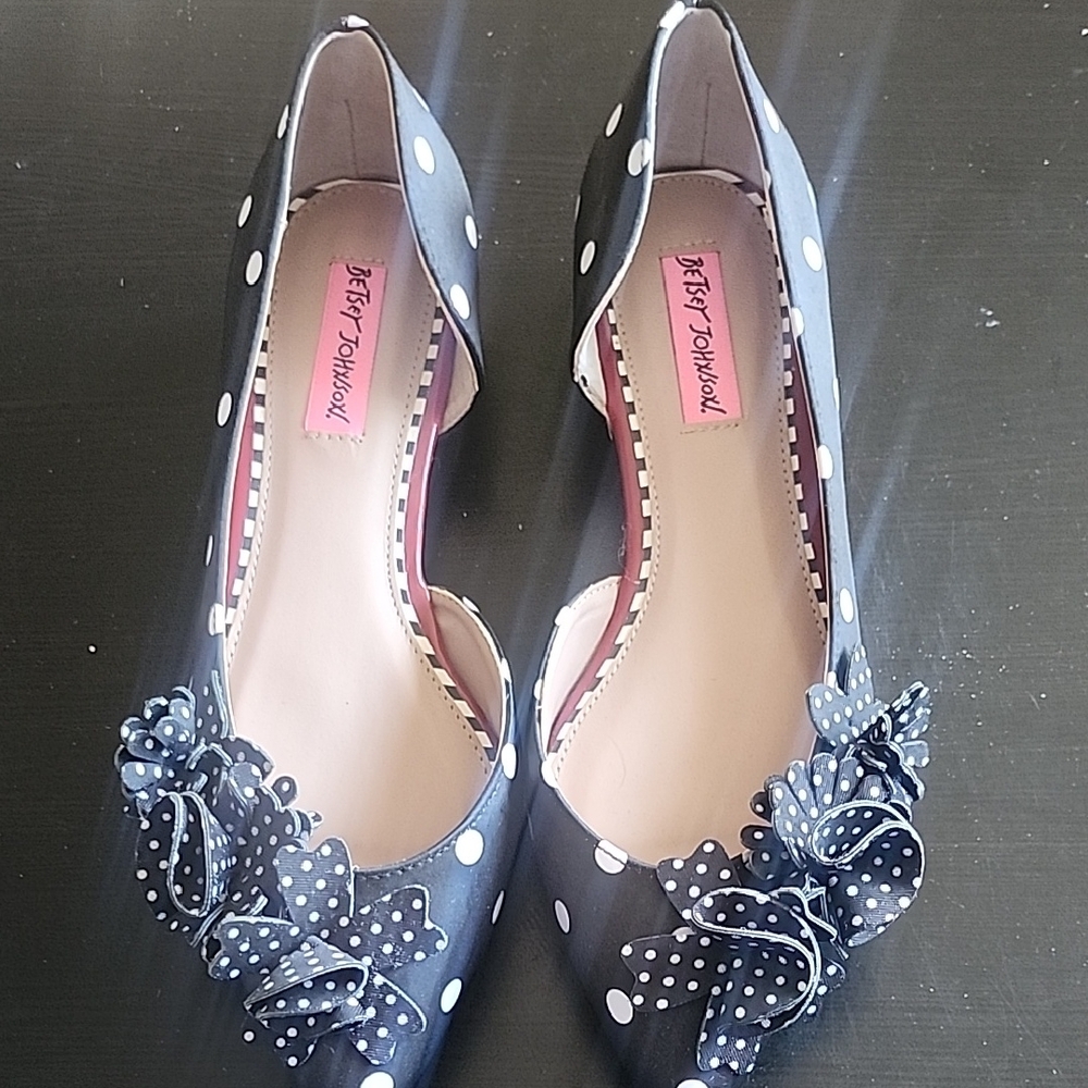 Betsey Johnson Black and White Polka Dot Heels